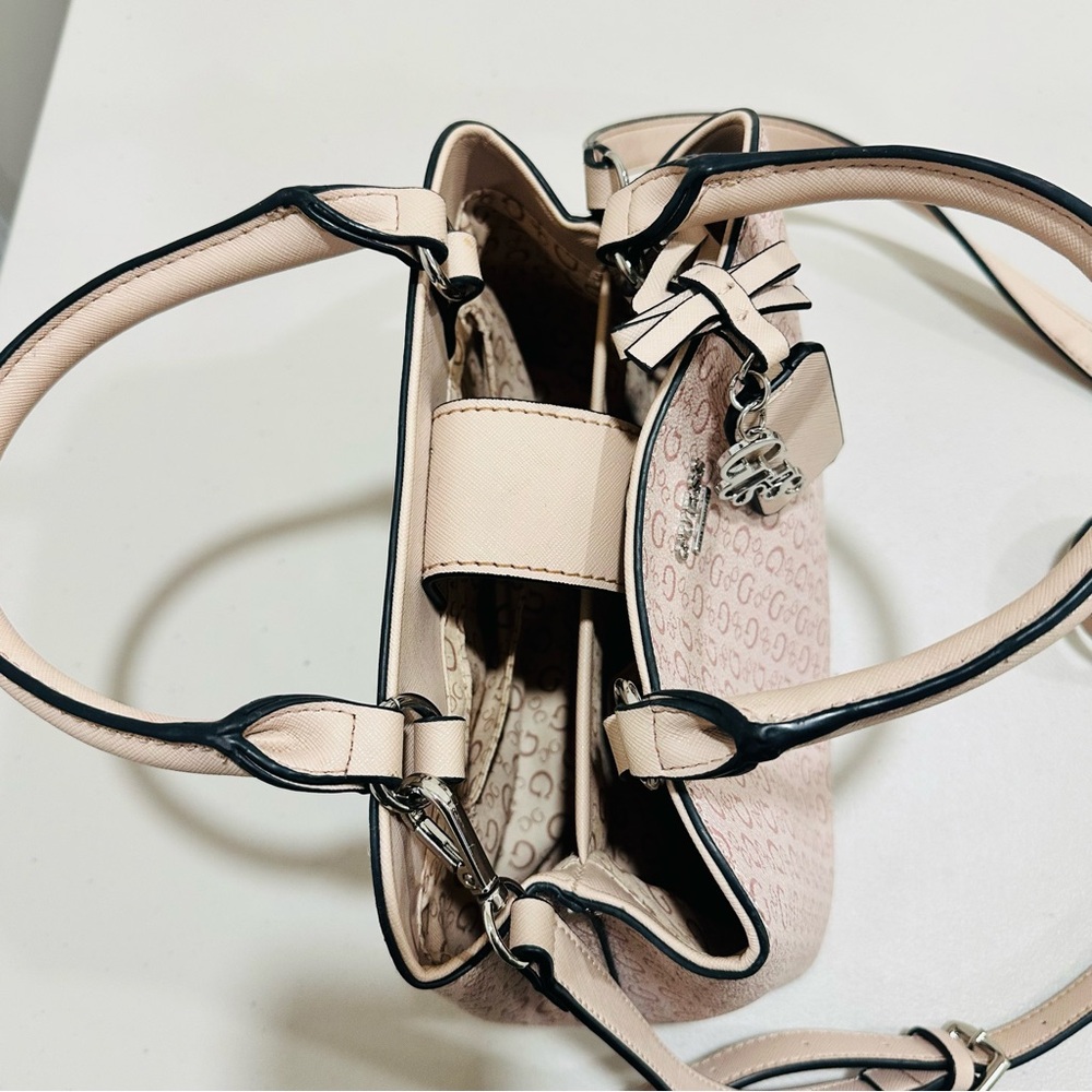 GUESS Light Pink Logo‎ Satchel Handbag W/ Removable Crossbody Strap Faux Leather - Picture 8 of 12